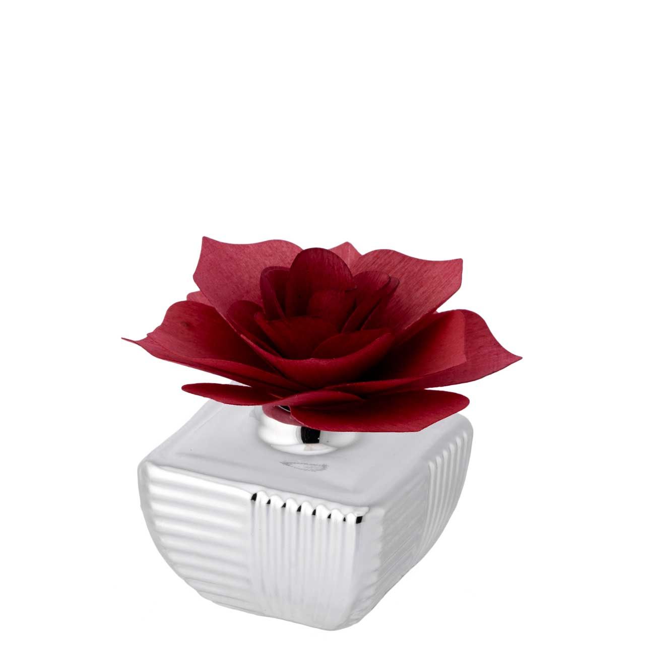 VASETTO 6x6 METALLIZZATO CON DIFFUSORE ROSA ROSSO BORDEAUX